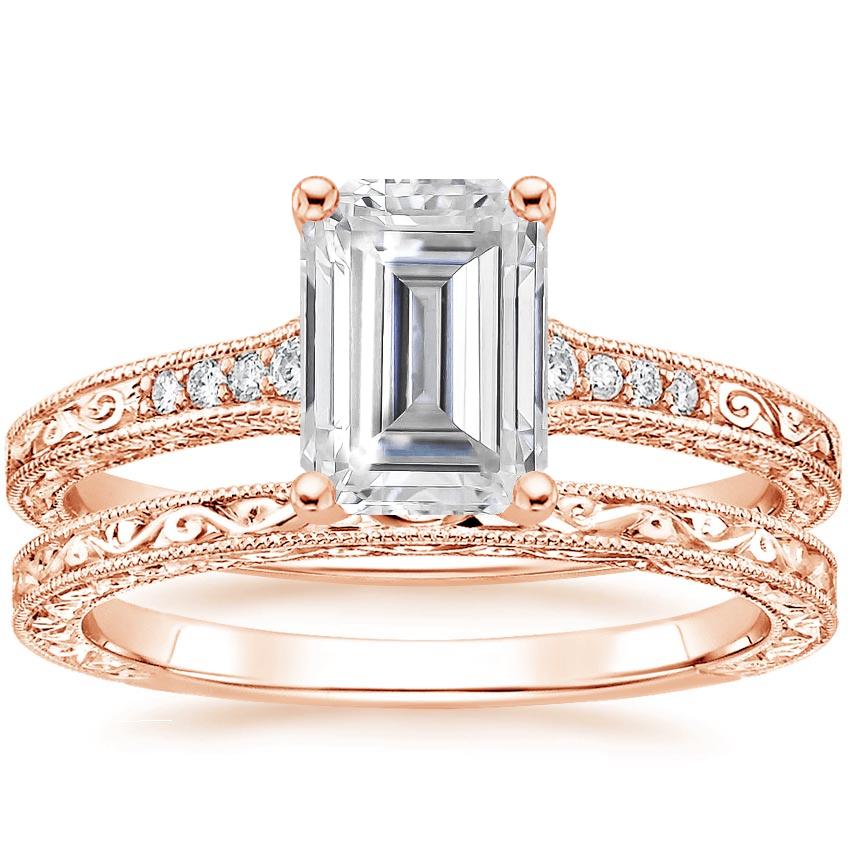 14KR Moissanite Luxe Hudson Diamond Bridal Set, top view