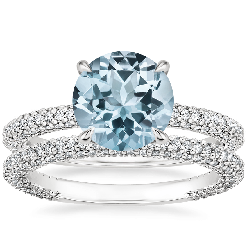 18KW Aquamarine Luxe Valencia Diamond Bridal Set, top view