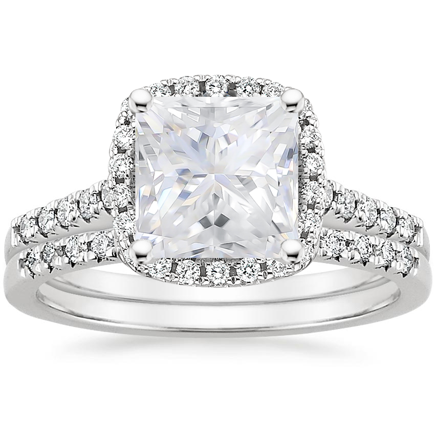 PT Moissanite Odessa Diamond Ring (1/5 ct. tw.) with Sonora Diamond Ring (1/8 ct. tw.), top view