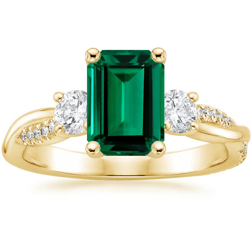 18K Yellow Gold Petite Twisted Vine Three Stone Diamond Ring (2/5 ct. tw.), large top view