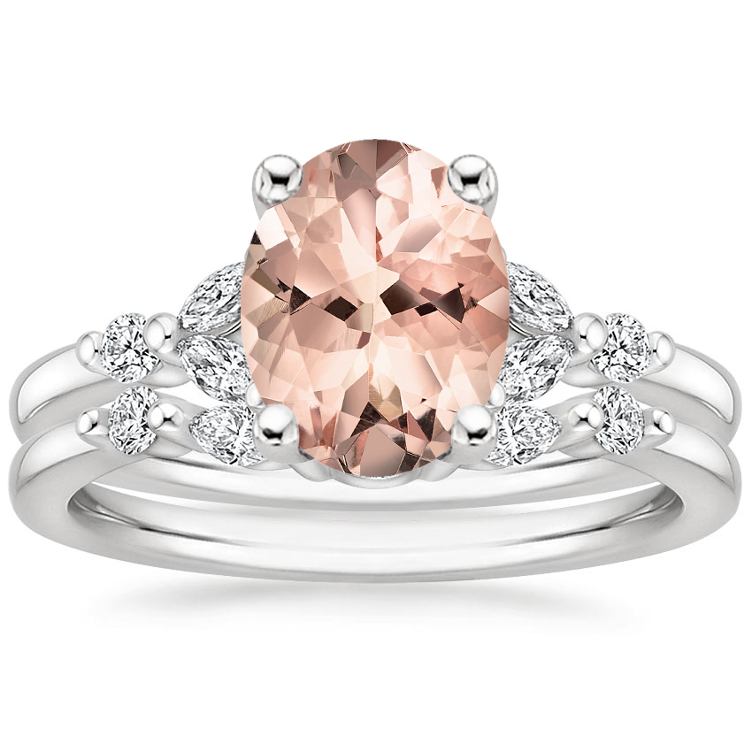 18KW Morganite Verbena Diamond Bridal Set (1/4 ct. tw.), top view