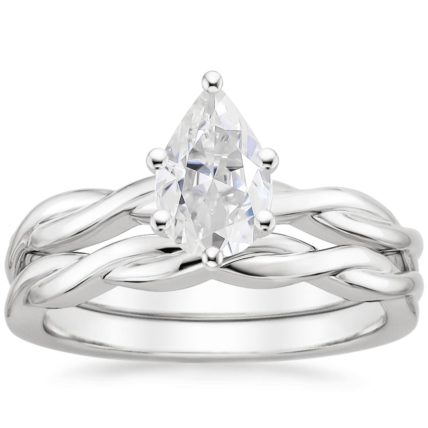 18KW Moissanite Twisted Vine Bridal Set, top view