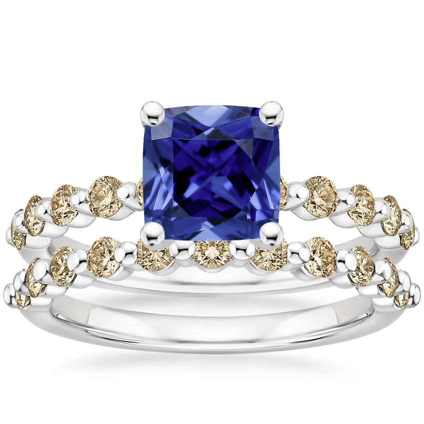 18KW Sapphire Marseille Champagne Diamond Bridal Set (1/2 ct. tw.), top view