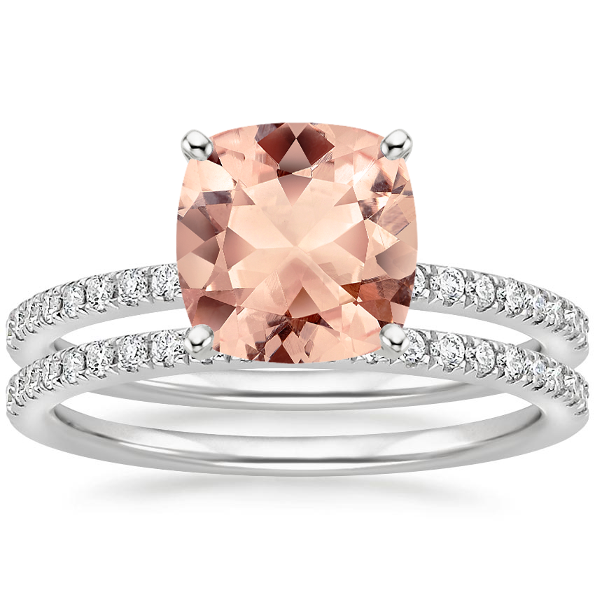 PT Morganite Ballad Diamond Bridal Set (1/3 ct. tw.), top view