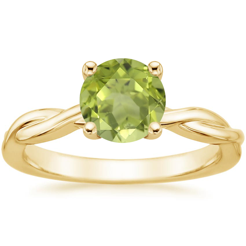 18K Yellow Gold Twisted Vine Solitaire Ring, large top view