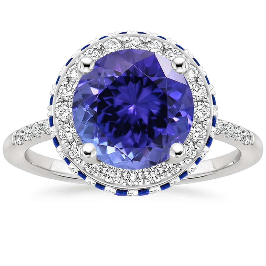 18K White Gold Audra Diamond Ring with Sapphire Accents (1/4 ct. tw.), large top view