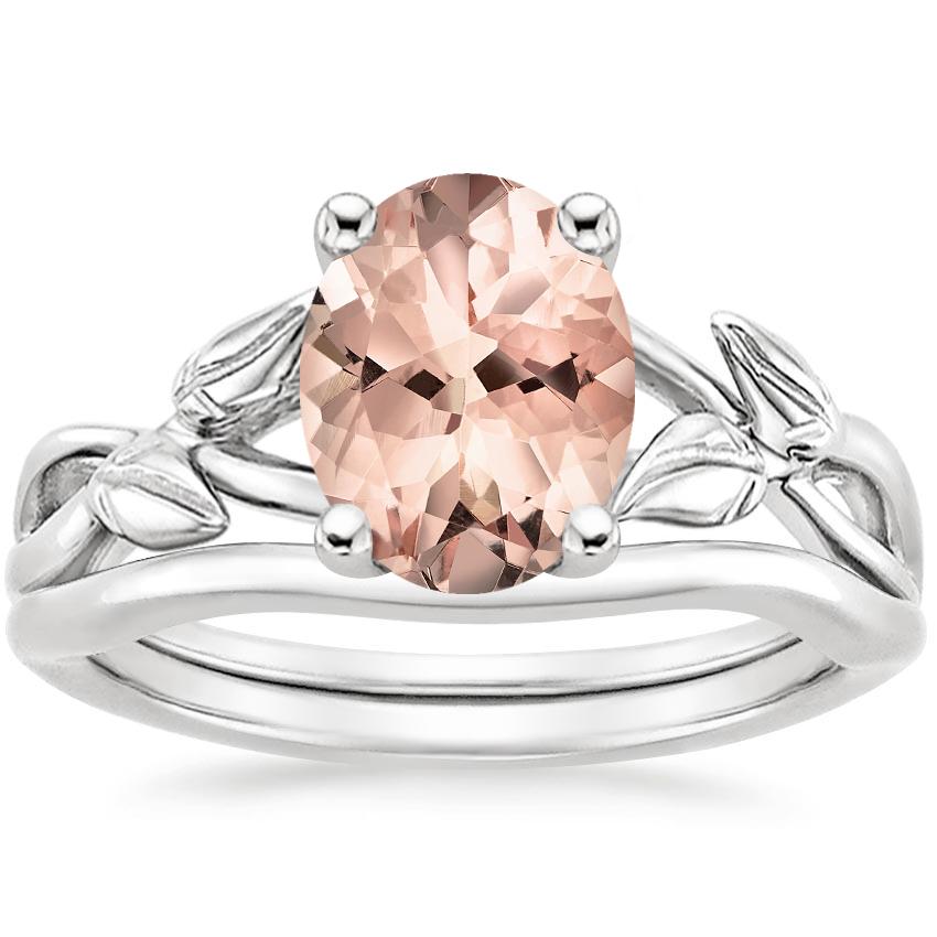 18KW Morganite Budding Willow Bridal Set, top view