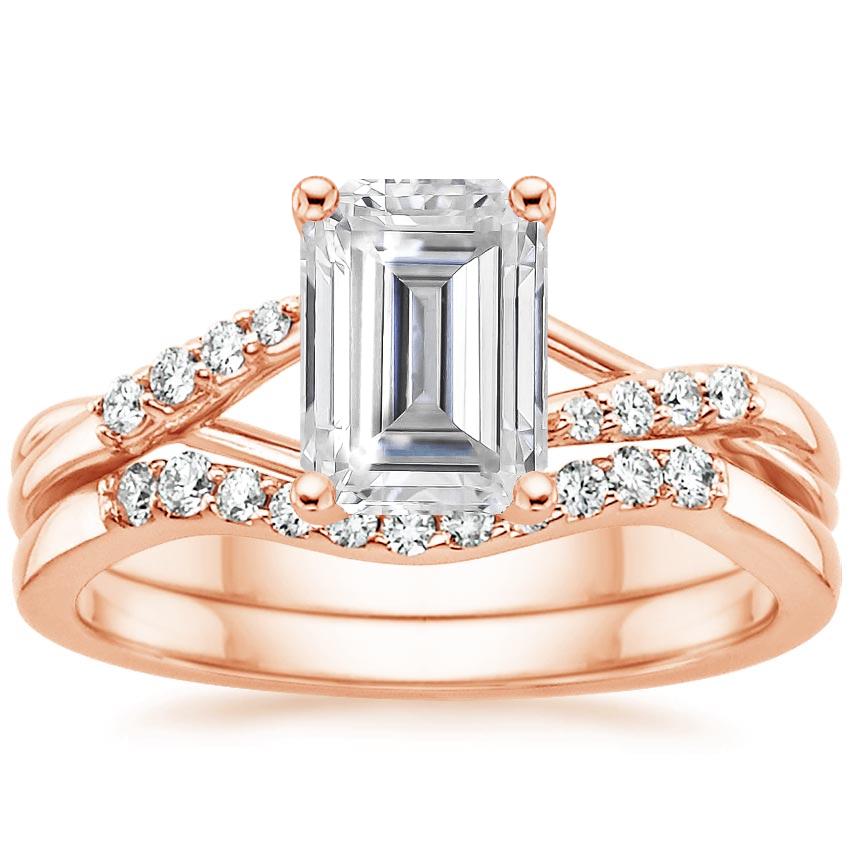 14KR Moissanite Chamise Diamond Bridal Set, top view