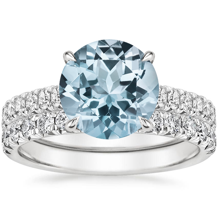 18KW Aquamarine Sienna Diamond Bridal Set (7/8 ct. tw.), top view