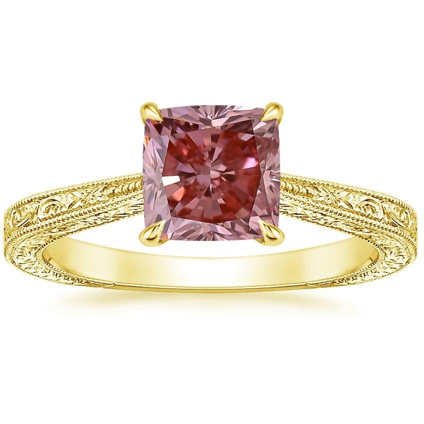 14K Yellow Gold Elsie Engraved Ring, large top view