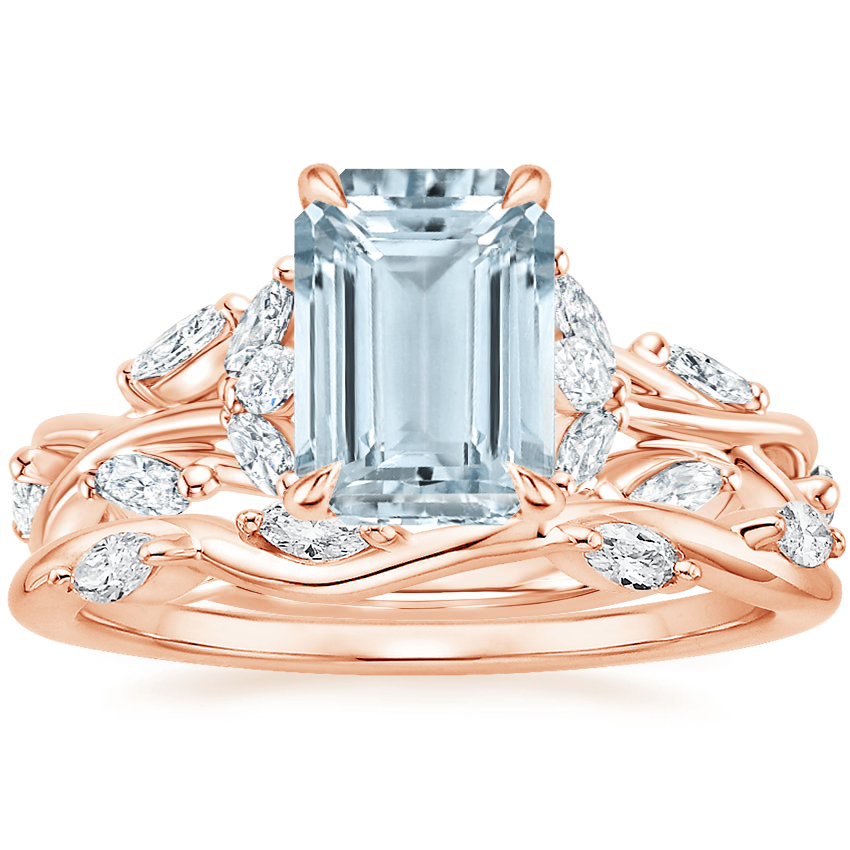 14K Rose Gold Secret Garden Diamond Ring (1/2 ct. tw.) with Winding Willow Diamond Ring (1/8 ct. tw.)
