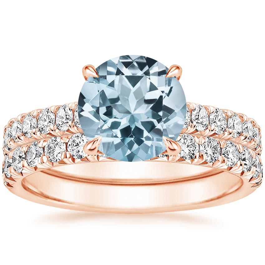 14KR Aquamarine Sienna Diamond Bridal Set (7/8 ct. tw.), top view