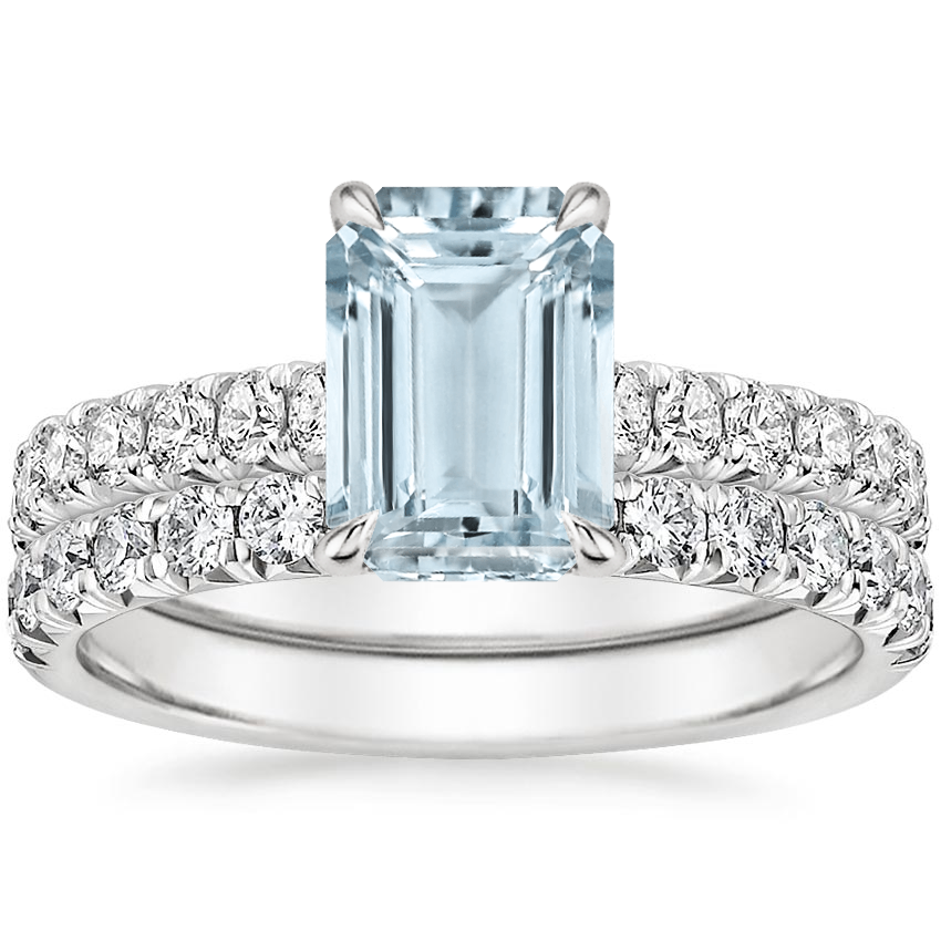 18KW Aquamarine Sienna Diamond Bridal Set (7/8 ct. tw.), top view