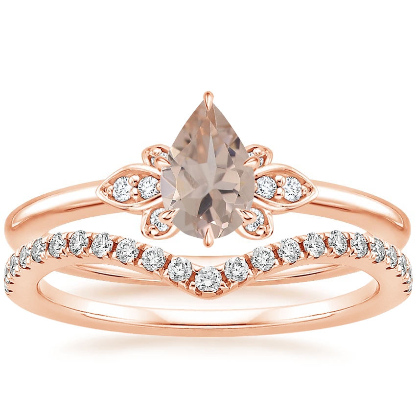 14K Rose Gold Fiore Diamond Ring with Flair Diamond Ring (1/6 ct. tw.)