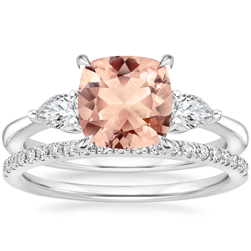 Platinum Petite Opera Diamond Ring (1/4 ct. tw.) with Ballad Diamond Ring (1/6 ct. tw.)