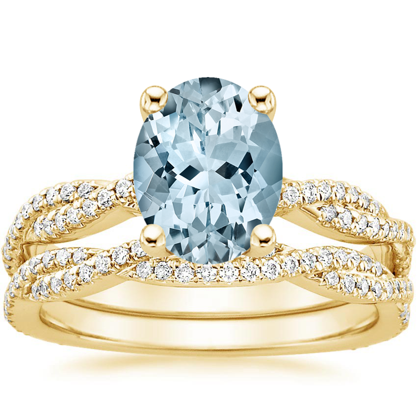 18KY Aquamarine Petite Luxe Twisted Vine Bridal Set (1/2 ct. tw.), top view