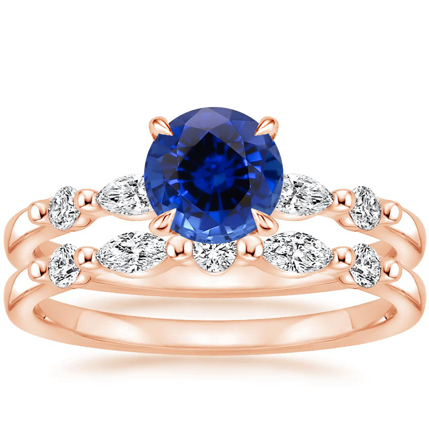 Sapphire Petite Versailles Diamond Bridal Set (3/8 ct. tw.) in 14K Rose ...