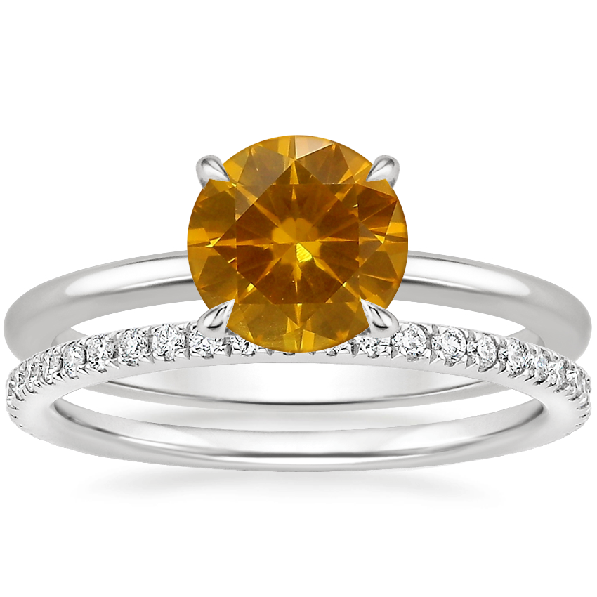 18K White Gold Petite Elodie Ring with Luxe Ballad Diamond Ring