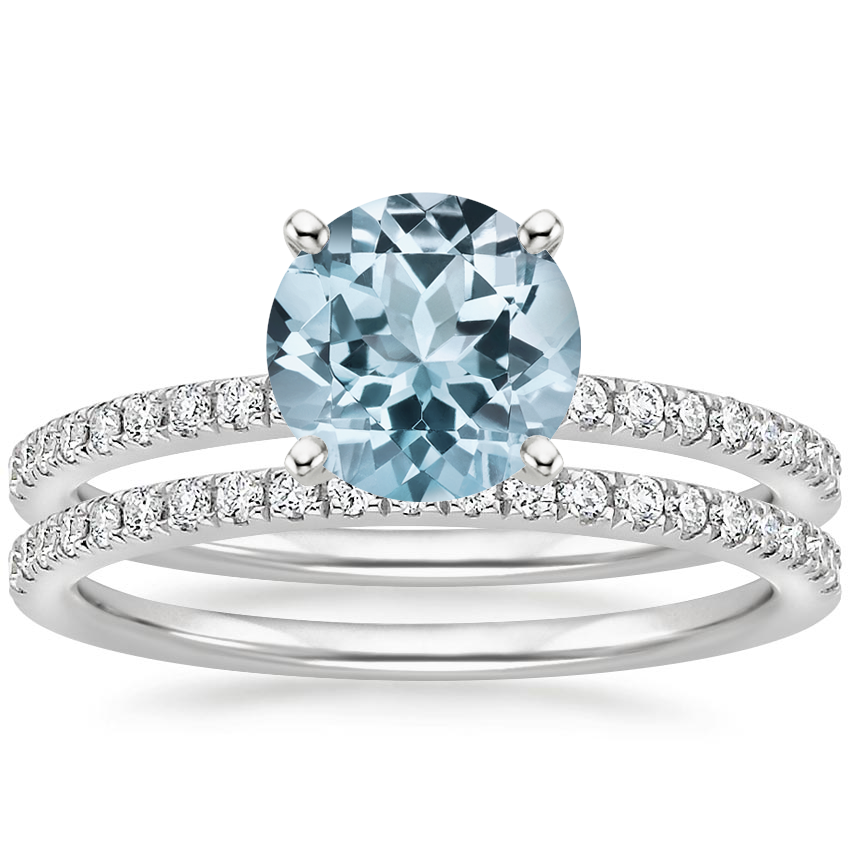 18KW Aquamarine Ballad Diamond Bridal Set (1/3 ct. tw.), top view