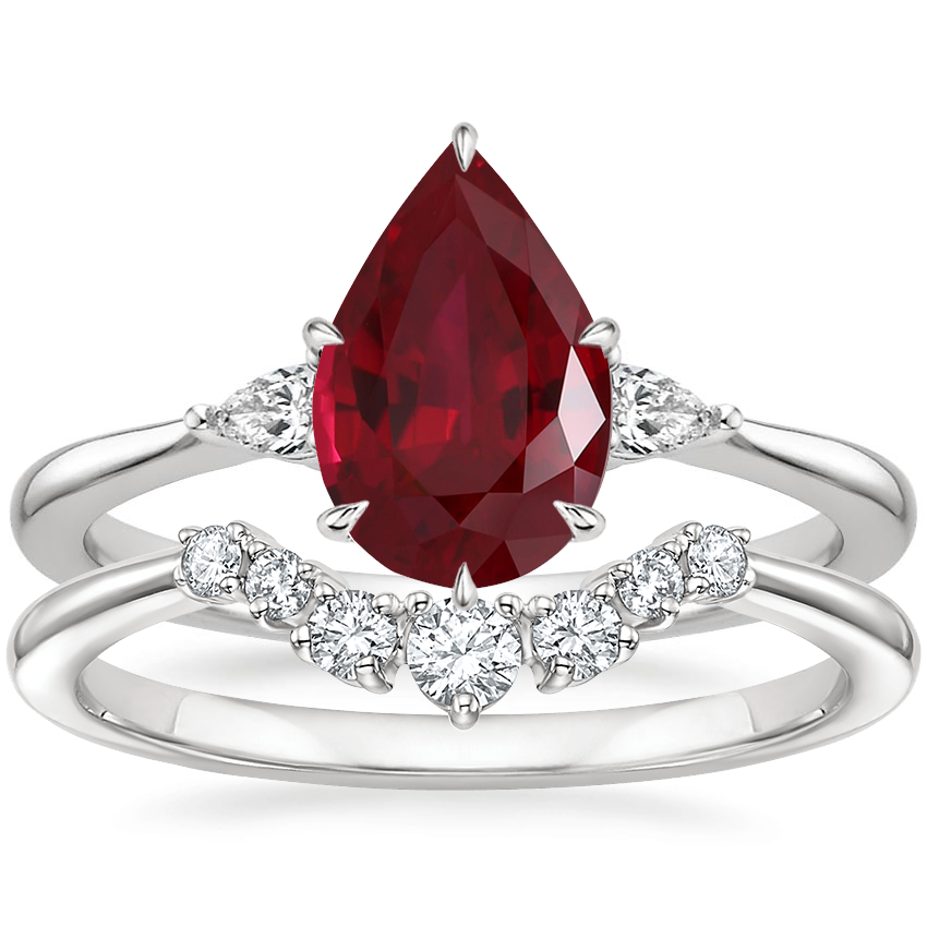 Platinum Aria Contoured Diamond Bridal Set