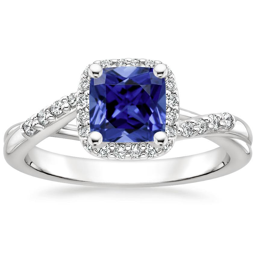 Sapphire Chamise Halo Diamond Ring (1/5 ct. tw.) in Platinum