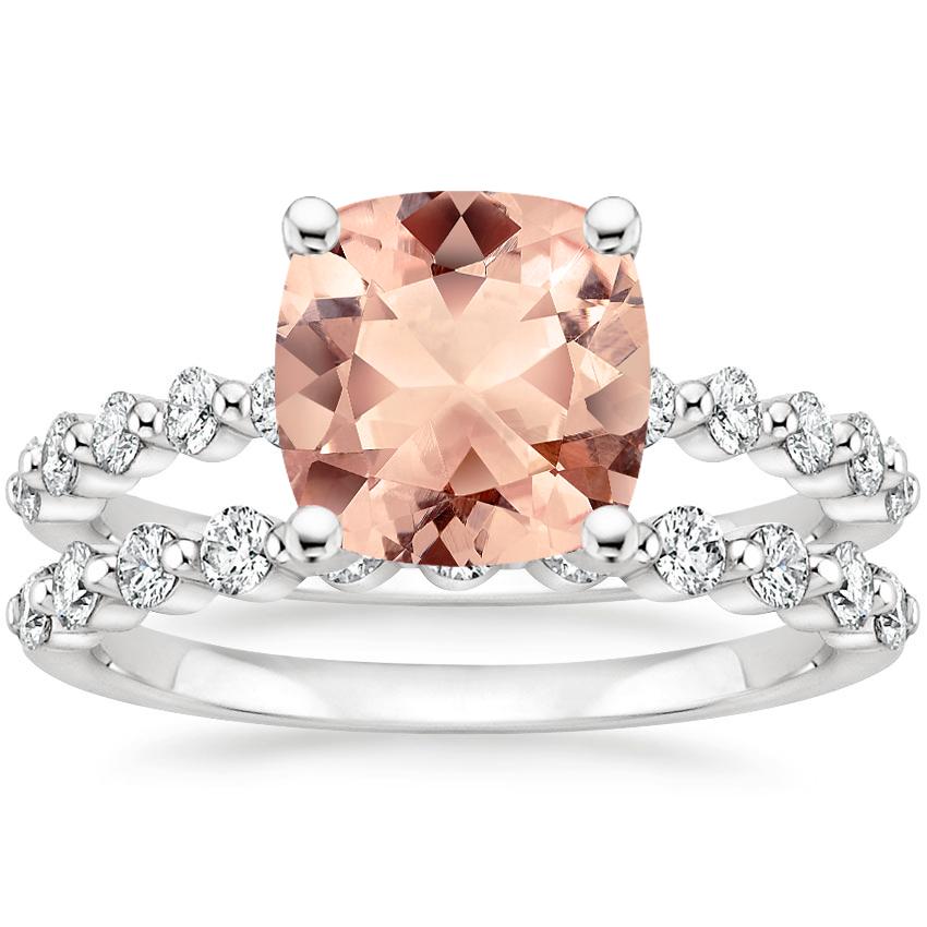 18KW Morganite Marseille Diamond Bridal Set (1/2 ct. tw.), top view