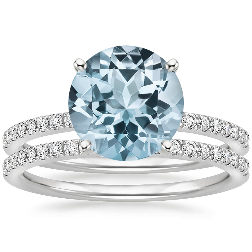 18KW Aquamarine Ballad Diamond Bridal Set (1/3 ct. tw.), top view