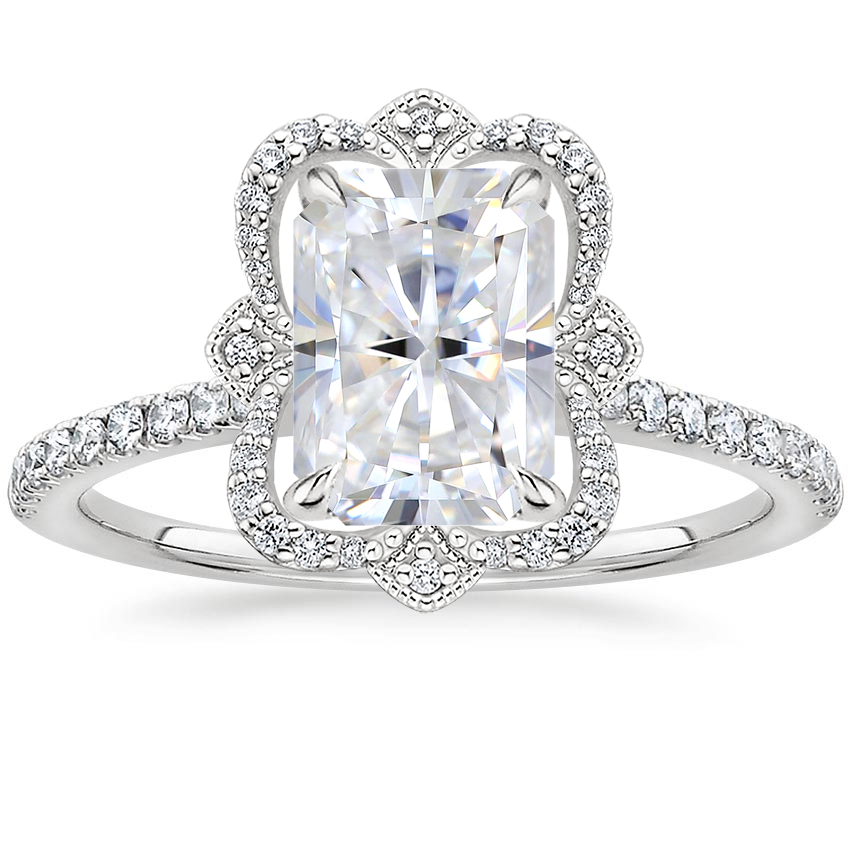 Platinum Reina Halo Diamond Ring, large top view