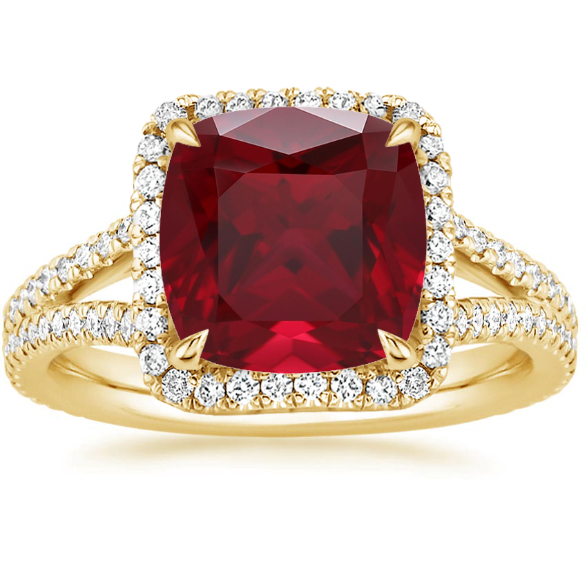 18K Yellow Gold Fortuna Halo Diamond Ring (1/2 ct. tw.), large top view