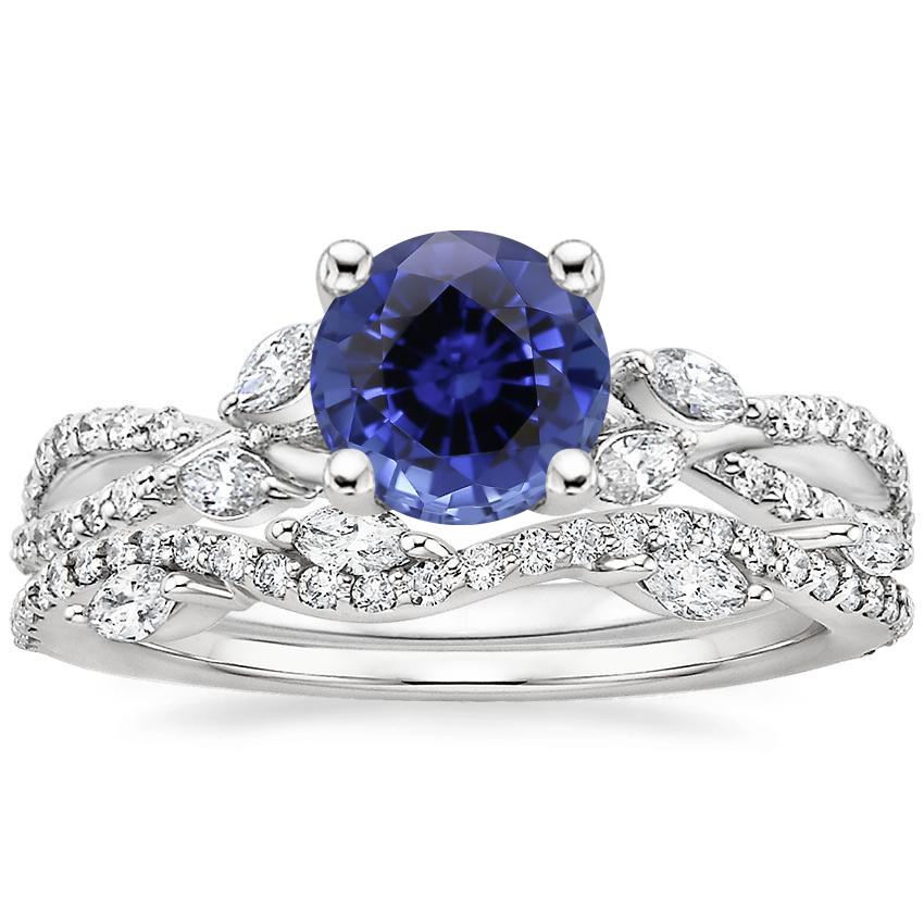 18KW Sapphire Luxe Willow Diamond Ring (1/4 ct. tw.) with Luxe Winding Willow Diamond Ring (1/4 ct. tw.), top view