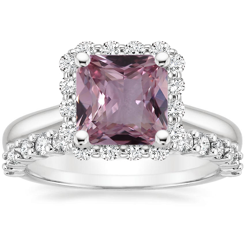 18K White Gold Lotus Flower Diamond Ring (1/3 ct. tw.) with Shared Prong Diamond Ring (2/5 ct. tw.)