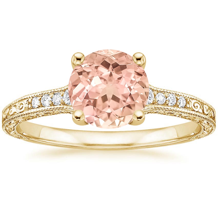 Lab Grown Sapphire Hudson Engraved Diamond Ring in 18K Yellow Gold