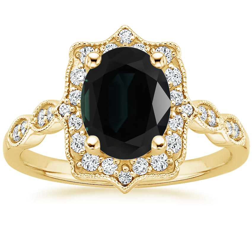 18K Yellow Gold Cadenza Halo Diamond Ring, large top view