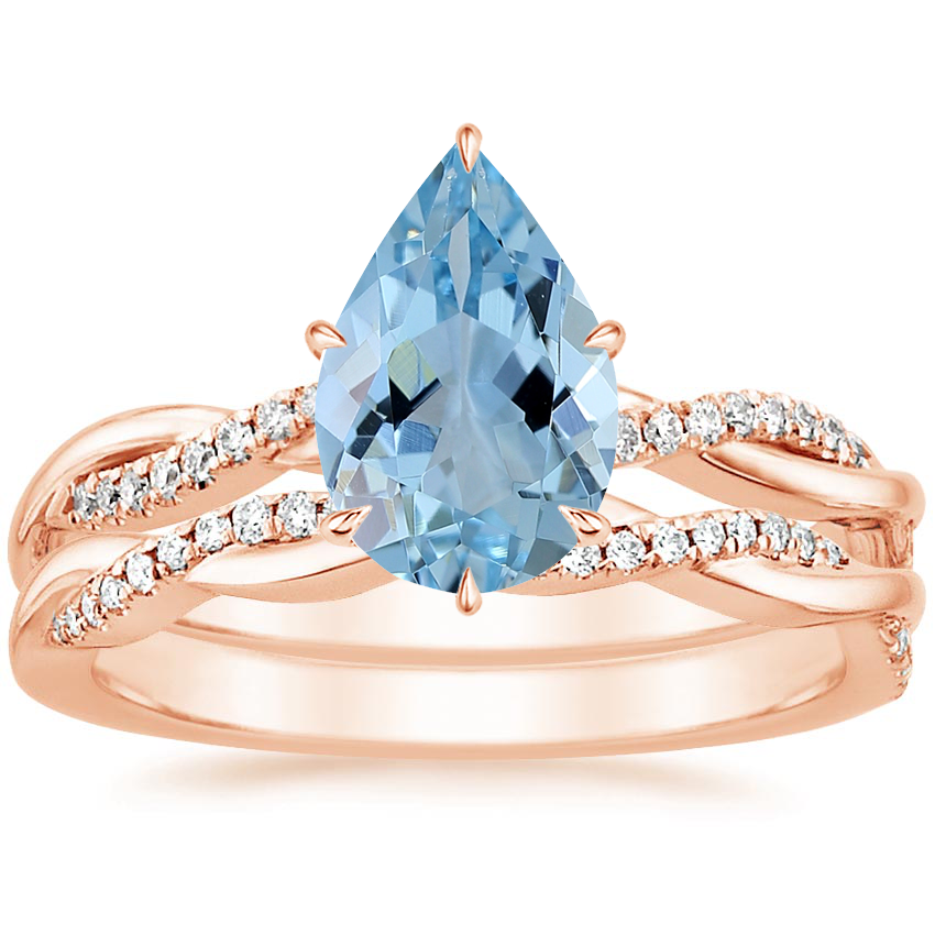 14K Rose Gold Petite Twisted Vine Diamond Bridal Set (1/4 ct. tw.)