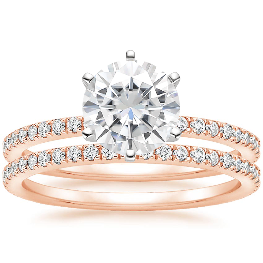 14KR Moissanite Six Prong Luxe Ballad Diamond Ring with Luxe Ballad Diamond Ring (1/4 ct. tw.), top view