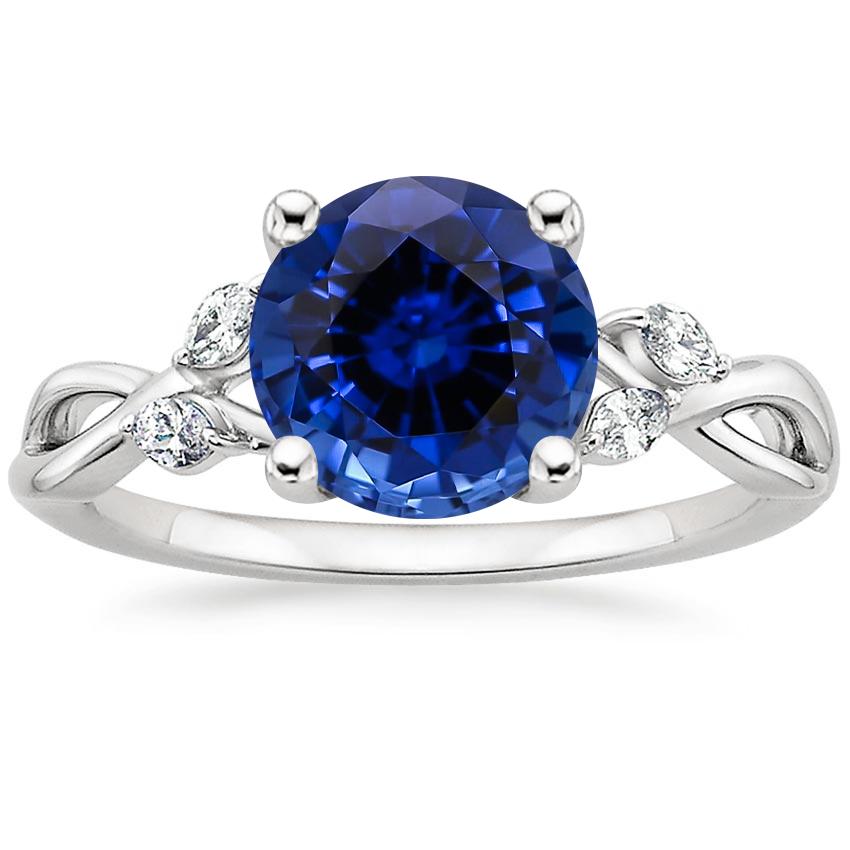 Lab Grown Sapphire Willow Diamond Ring (1/8 ct. tw.) in 18K White Gold