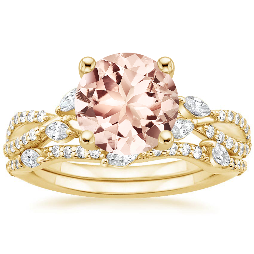 18KY Morganite Luxe Willow Bridal Set (1/2 ct. tw.), top view