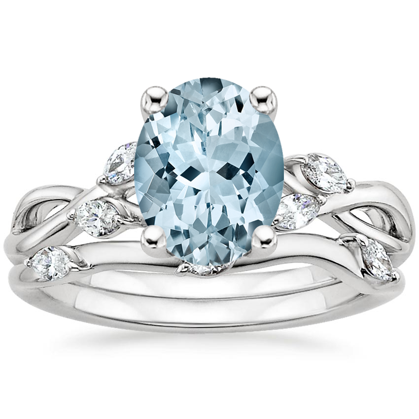 PT Aquamarine Willow Bridal Set (1/4 ct. tw.), top view