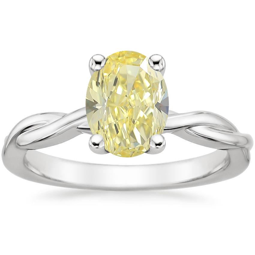 18K White Gold Twisted Vine Solitaire Ring, large top view