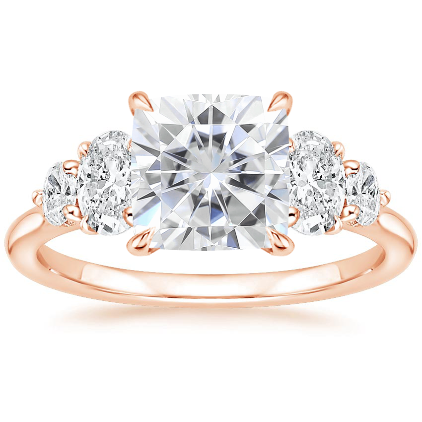 Rose Gold Moissanite Oval Five Stone Diamond Ring (1 ct. tw.)