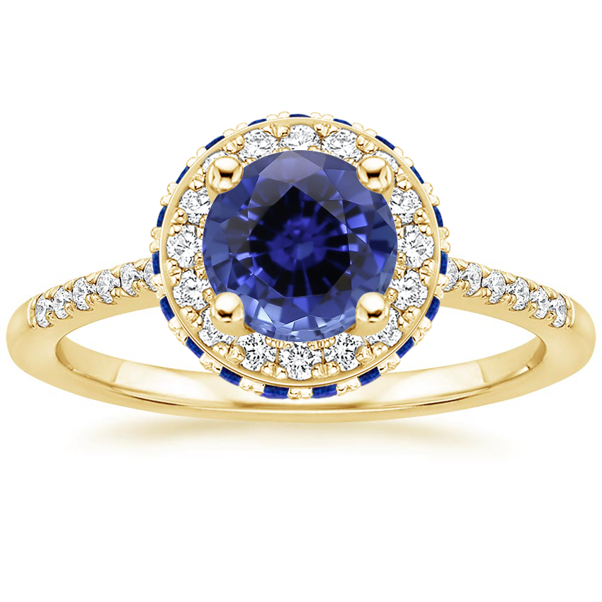 Yellow Gold Sapphire Circa Diamond Ring with Sapphire Accents (1/4 ct. tw.)