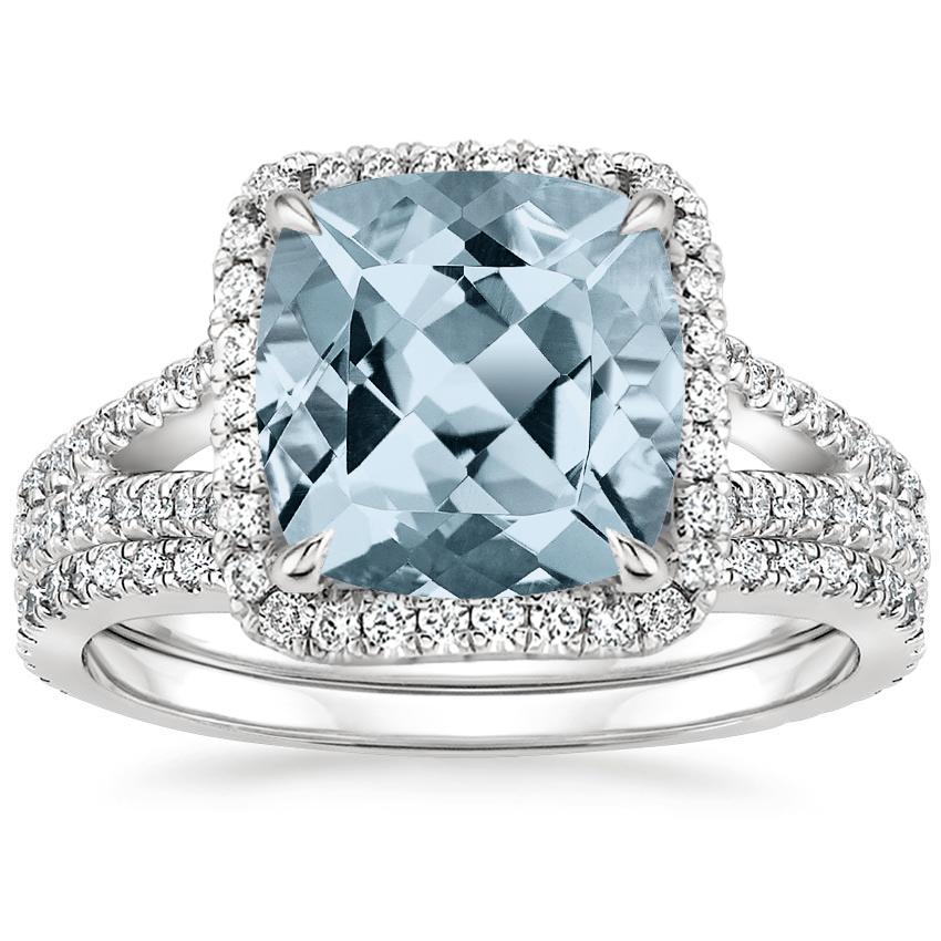 18KW Aquamarine Fortuna Diamond Bridal Set (2/3 ct. tw.), top view
