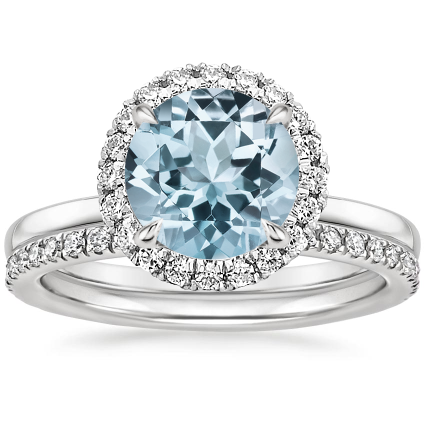 18KW Aquamarine Vienna Diamond Bridal Set (1/2 ct. tw.), top view