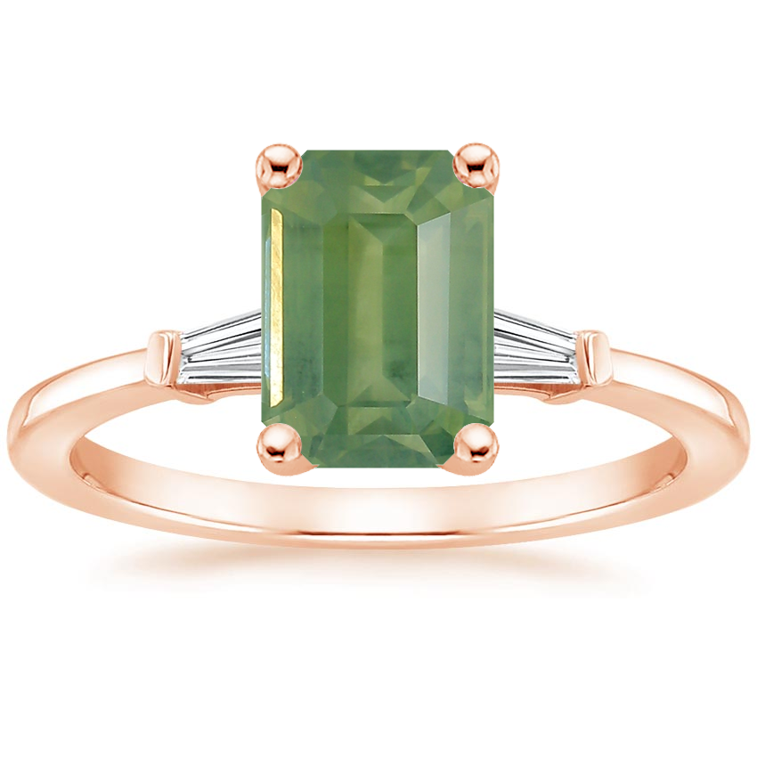 14K Rose Gold Symphony Tapered Baguette Three Stone Diamond Ring (1/5 ct. tw.), large top view