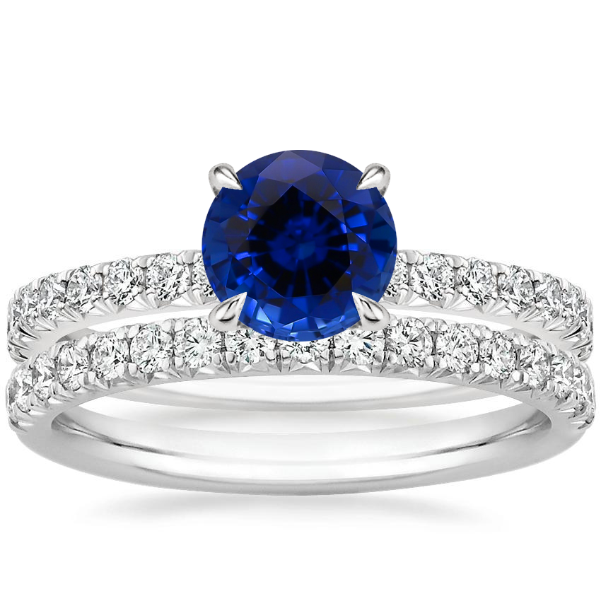 PT Sapphire Amelie Diamond Bridal Set, top view