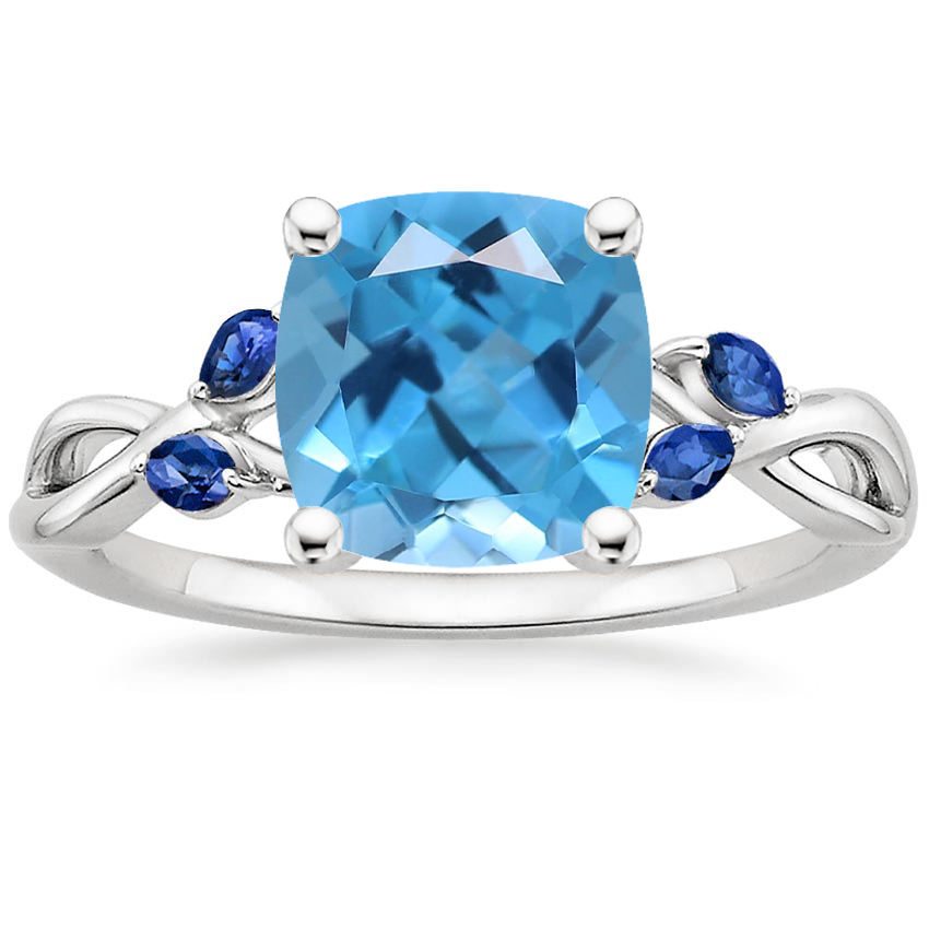 Platinum Willow Ring With Sapphire Accents, large top view