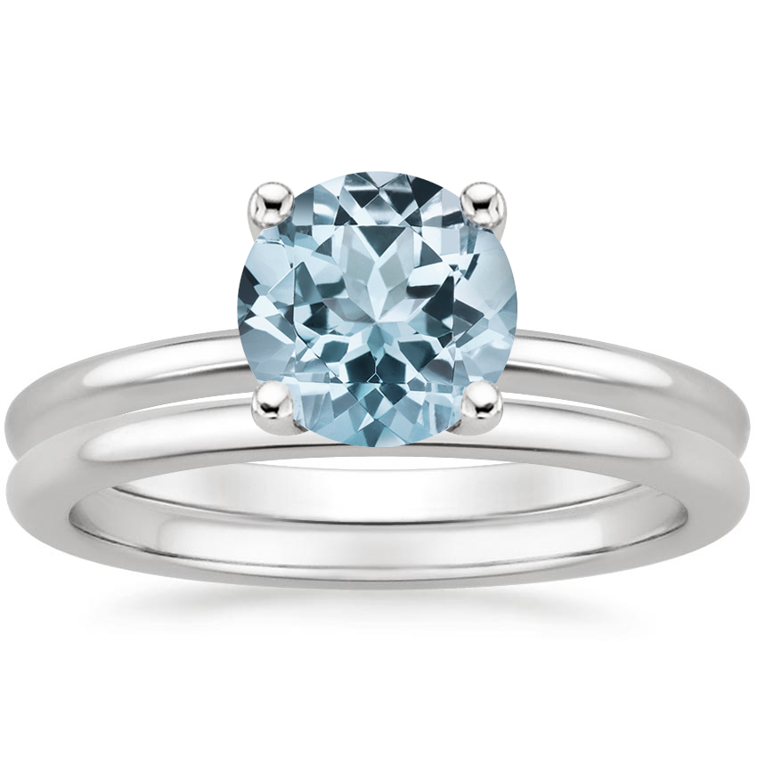 18KW Aquamarine Perfect Fit Bridal Set, top view