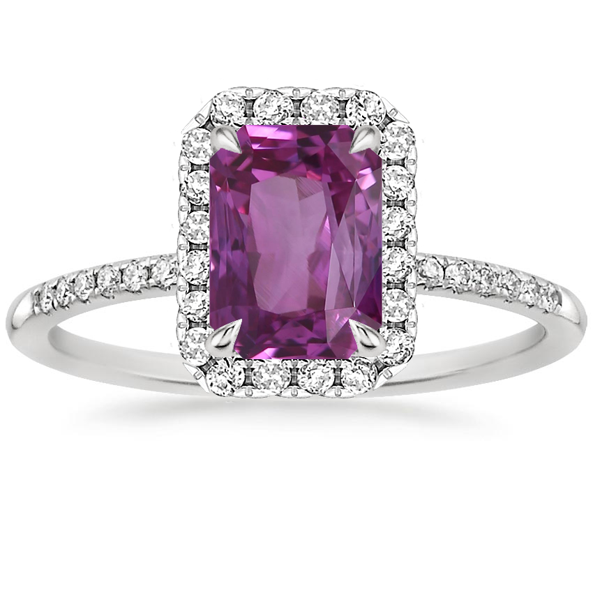 Platinum Cambria Halo Diamond Ring, large top view
