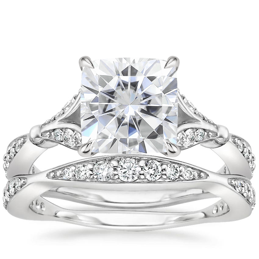 18KW Moissanite Zinnia Diamond Bridal Set (1/2 ct. tw.), top view
