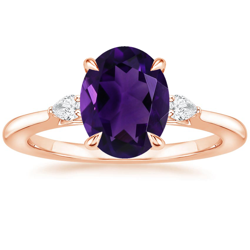 14K Rose Gold Aria Perfect Fit Three Stone Diamond Ring, large top view